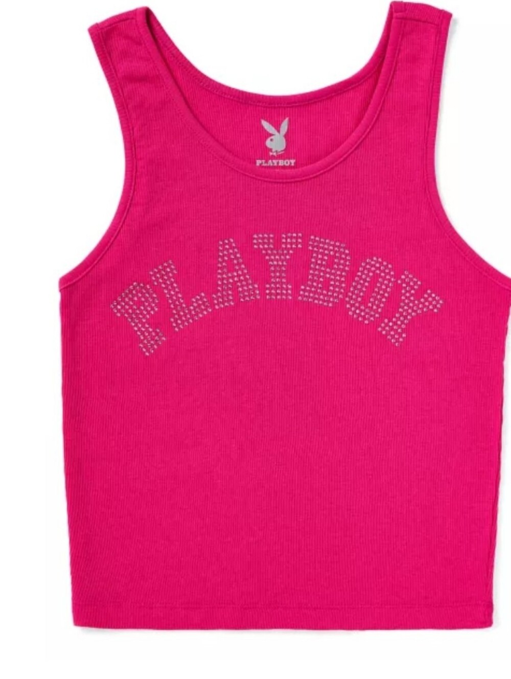 PLAYBOY Rhinestone Logo Ribbed Tank Top